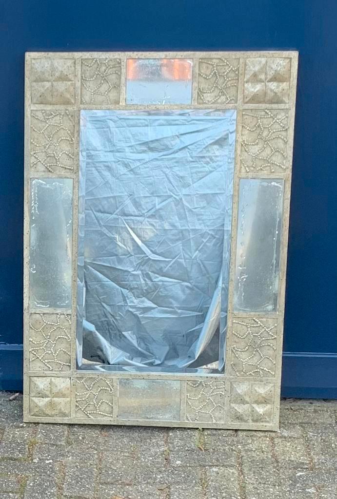 Mooie spiegel met facet geslepen glas, ca. 100 x 75 cm, Antiek en Kunst, Antiek | Spiegels, 50 tot 100 cm, 100 tot 150 cm, Rechthoekig