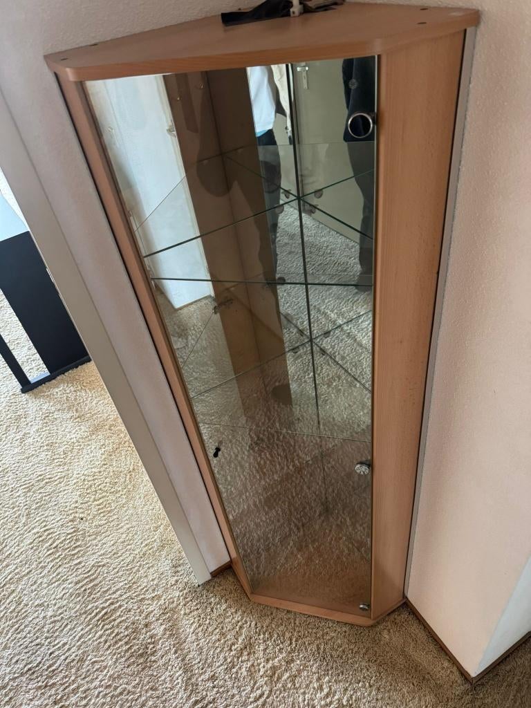 vitrinekast voor in een hoek, Ophalen, 50 tot 100 cm, Glas, 150 tot 200 cm