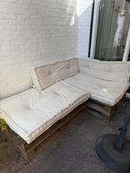 palletbankje met kussens crème kleur, Ophalen, Hout