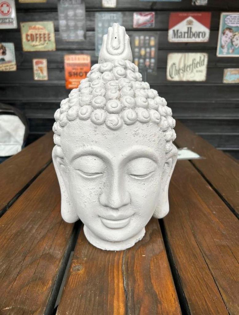 Boeddha Hoofd Beeld - Grijs Beton Look, Ophalen of Verzenden, Zo goed als nieuw