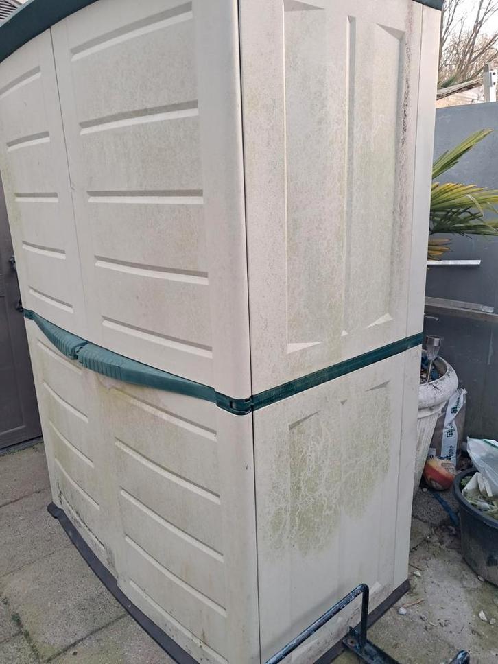 Kunststof tuinkast 1.43m breed, 80cm diep - Goede staat, Tuin en Terras, Bergingen en Tuinkasten, Gebruikt, Overige typen, Kunststof