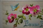 frankrijk 1920 geborduurd rose bloemen vlindertje, Ophalen of Verzenden, Voor 1920, Gelopen, Overige thema's