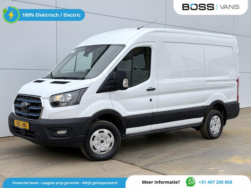 Ford E-Transit 350 68kWh 317km WLTP L2H2 Cruise control Clim, Stof, Gebruikt, Zwart, Wit