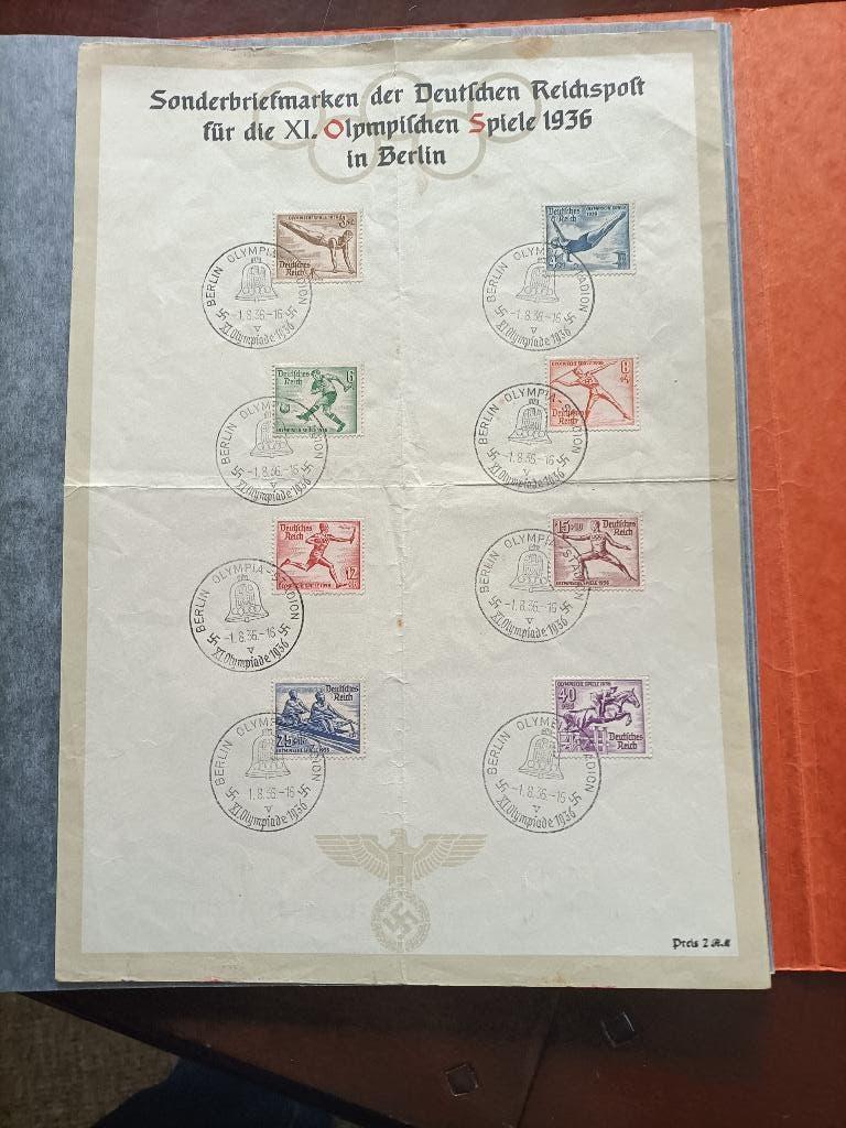 reich fdc etb olympische spelen 1936, Ophalen of Verzenden, Duitse Keizerrijk, Gestempeld