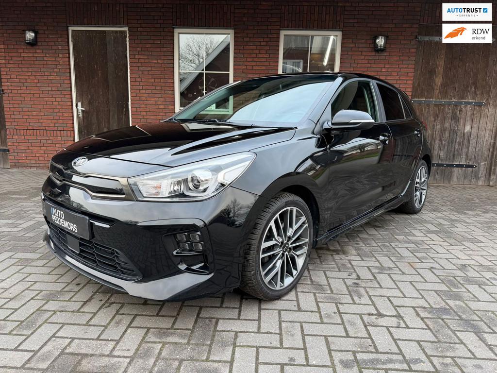 Kia Rio 1.0 TGDI GT-Line | Camera| Carplay| Stoel/stuurverwa, Auto's, Kia, Gebruikt, Zwart, Leder en Stof, Zwart
