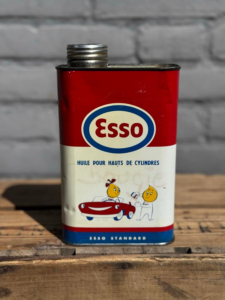 Vintage Esso Olieblik - Huile pour Hauts de Cylindres, Verzamelen, Blikken, Ophalen of Verzenden, Gebruikt, Overige, Overige merken