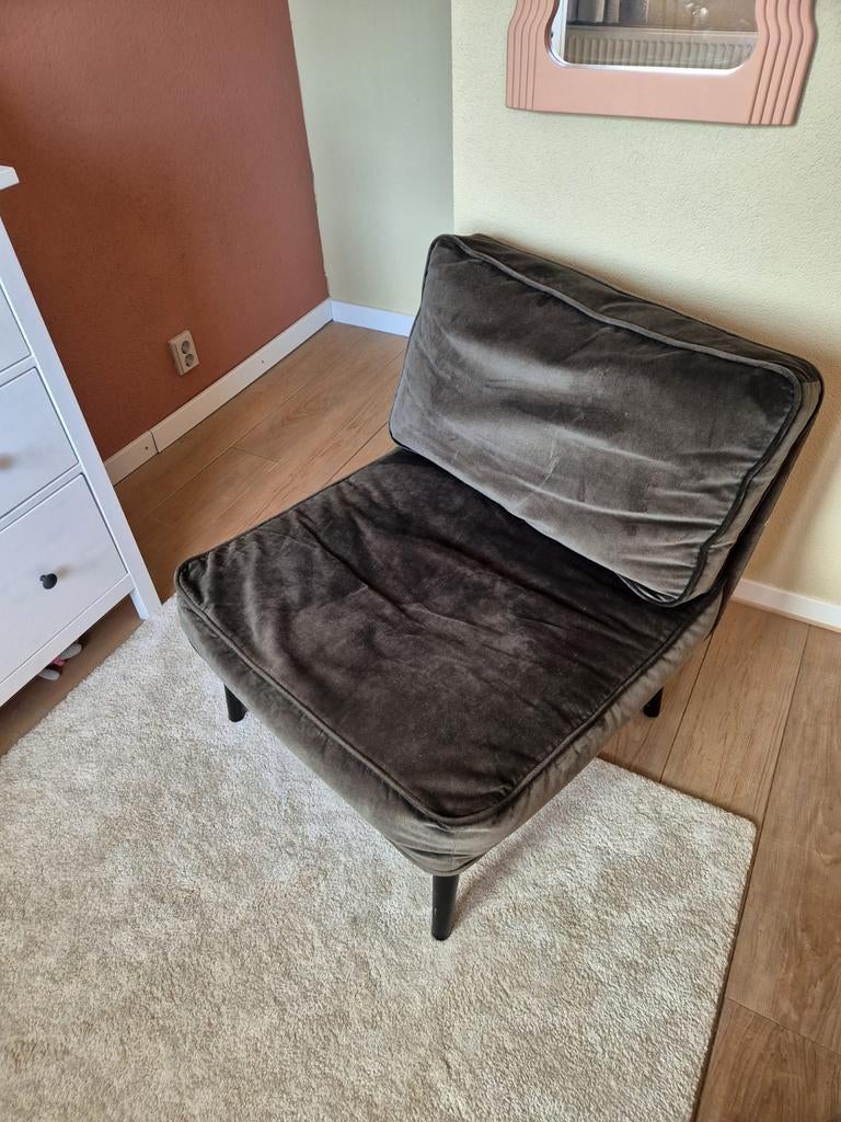 Leuke groene stoel velvet stof, Huis en Inrichting, Slaapkamer | Slaapbanken, Ophalen, Gebruikt, 190 cm of minder, Groen