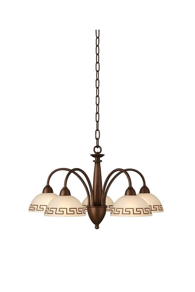 Bronzen kroonluchter Griekse sleutelrand, Ophalen of Verzenden, Zo goed als nieuw, Overige materialen, Grieks Turks