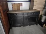 Antiek zwart dressoir met houten blad, Ophalen, Gebruikt, 100 tot 150 cm, Landelijk, Antiek