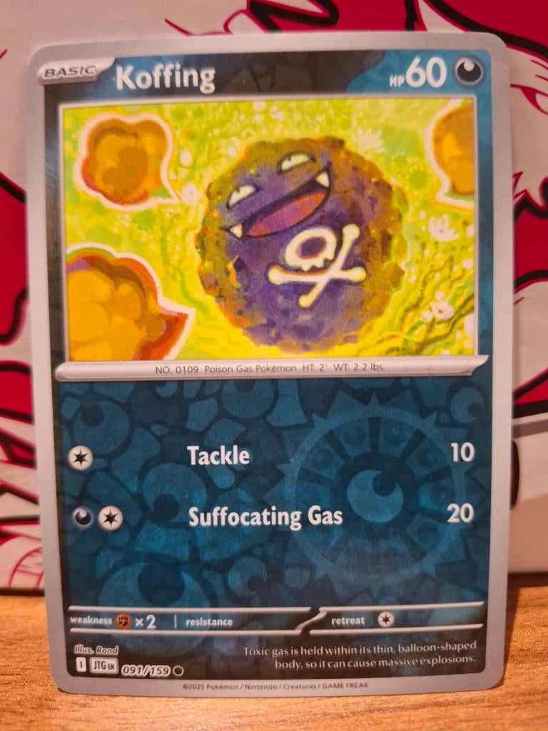 Pokemon Koffing JTG 091/159 reverse holo, Ophalen of Verzenden, Nieuw, Losse kaart