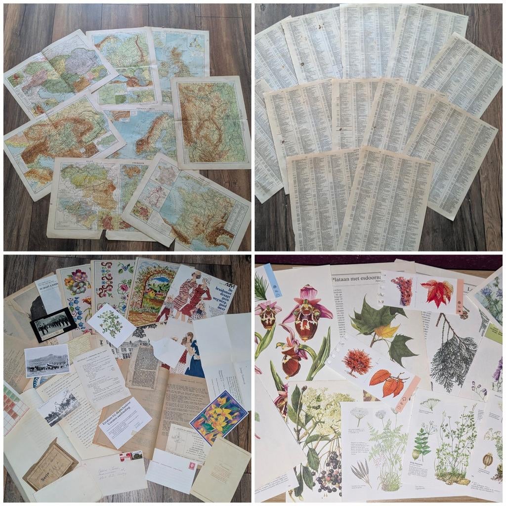 Grote set vintage ephemera en papieren junk journal, Hobby en Vrije tijd, Ophalen of Verzenden, Gebruikt