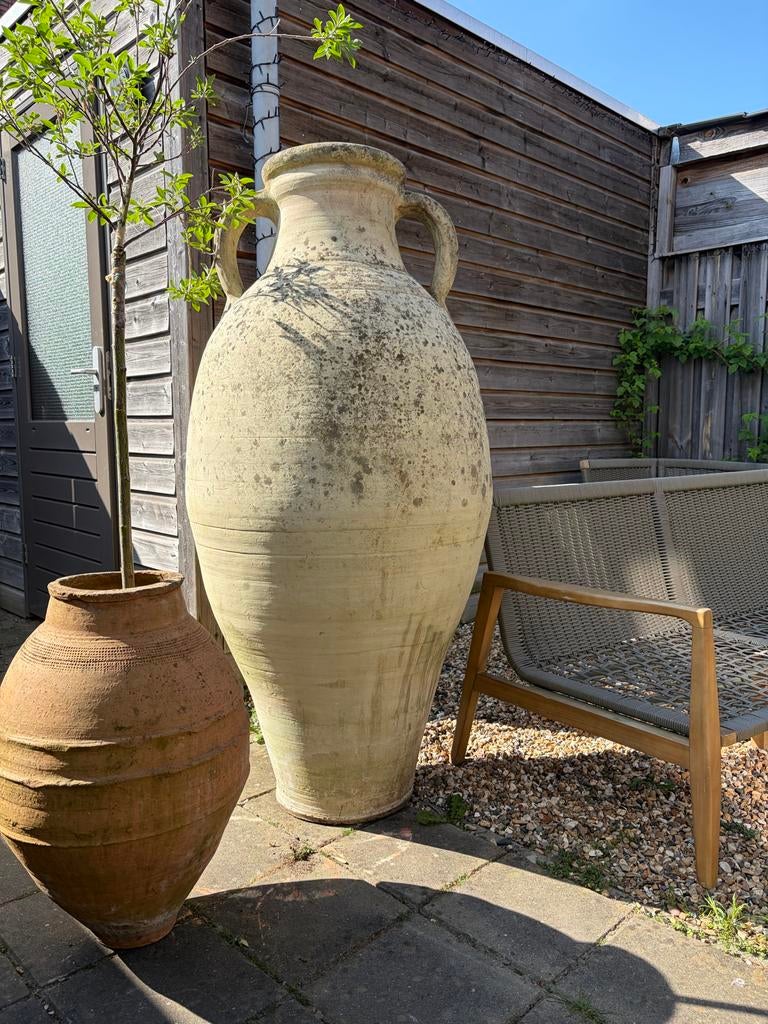 Grote Oude Terracotta Olijfpot Olijfkruik Vaas XXL, Tuin en Terras, Ophalen