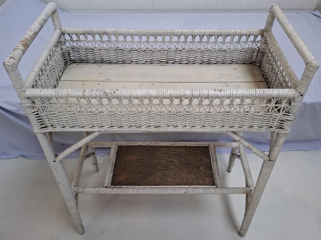 uniek vintage retro rieten kastje zonder schade, wit geverfd, Ophalen of Verzenden