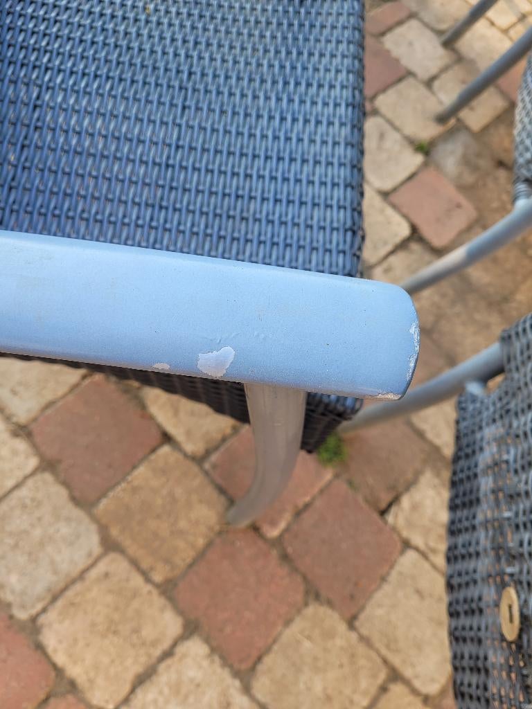 6 stapelbare wicker tuinstoelen, Tuin en Terras, Ophalen, Gebruikt, Wicker, Stapelbaar