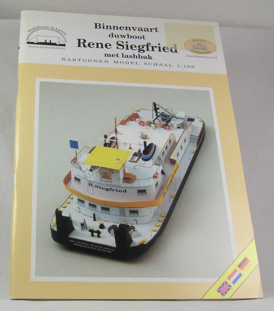 bouwpakket: binnenvaart duwboot "Rene Siegfried" 1:100, Hobby en Vrije tijd, Modelbouw | Boten en Schepen, Ophalen of Verzenden