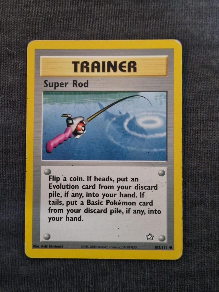 Vintage Pokémon #103/111 Super Rod (4x) – LP – Alleen Bieden, Ophalen of Verzenden, Gebruikt, Losse kaart