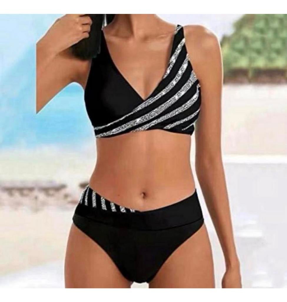 dames bikini set tweedelig badpak badmode maat M gestreept, Zwart, Nieuw, Ophalen of Verzenden, H