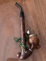 Vintage houten pijp met decoratie, 21 cm, Verzamelen, Ophalen of Verzenden, Gebruikt, (Water)pijp