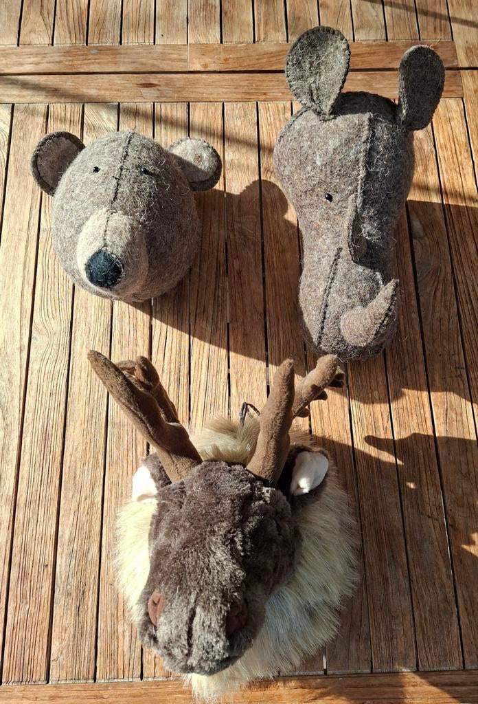Kidsdepot dierenkoppen vilt en pluche, Ophalen of Verzenden, Gebruikt, Wanddecoratie