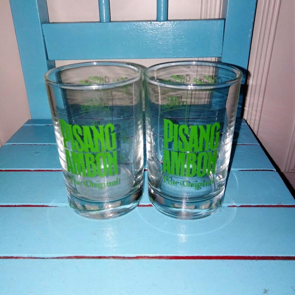 Pisang Ambon glazen halfhoog met receptaanduiding, Verzamelen, Ophalen, Zo goed als nieuw, Overige typen