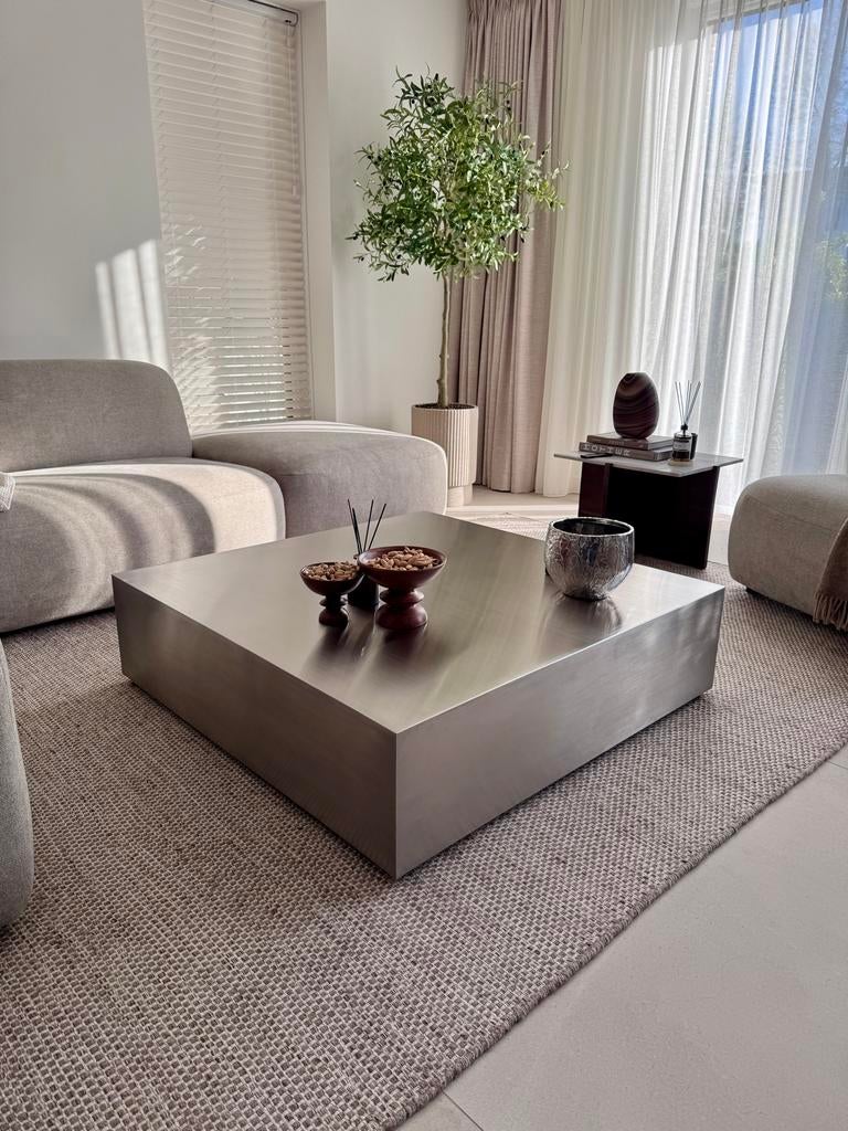 RVS Salontafel 120x120x30 cm - Moderne Eyecatcher, Huis en Inrichting, Tafels | Salontafels, Ophalen, 100 tot 150 cm, Vierkant