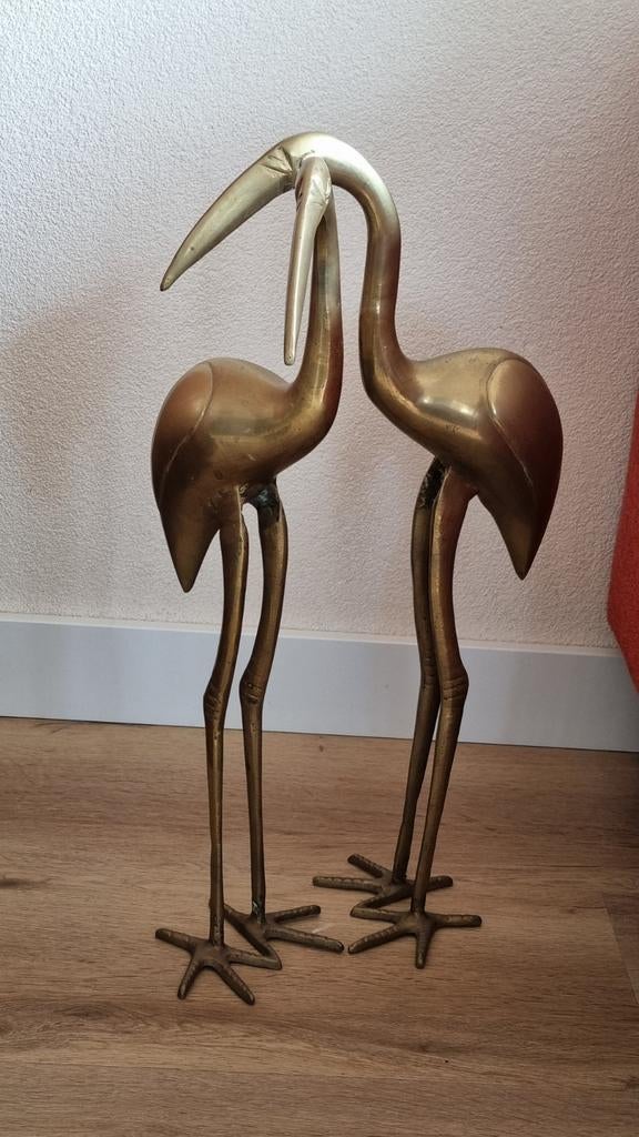 2x Grote messing kraanvogels - 55cm hoog, Ophalen of Verzenden