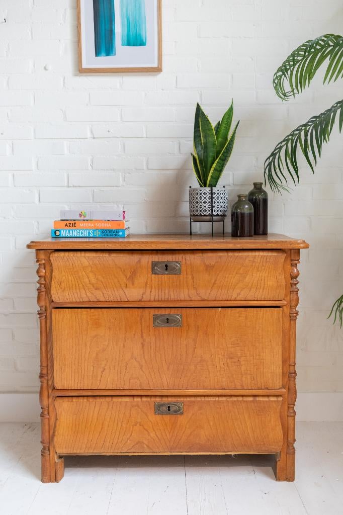 Commode Eiken 3 Laden Vintage 1920-40 kast, Ophalen, Gebruikt, Eikenhout, Arts & crafts