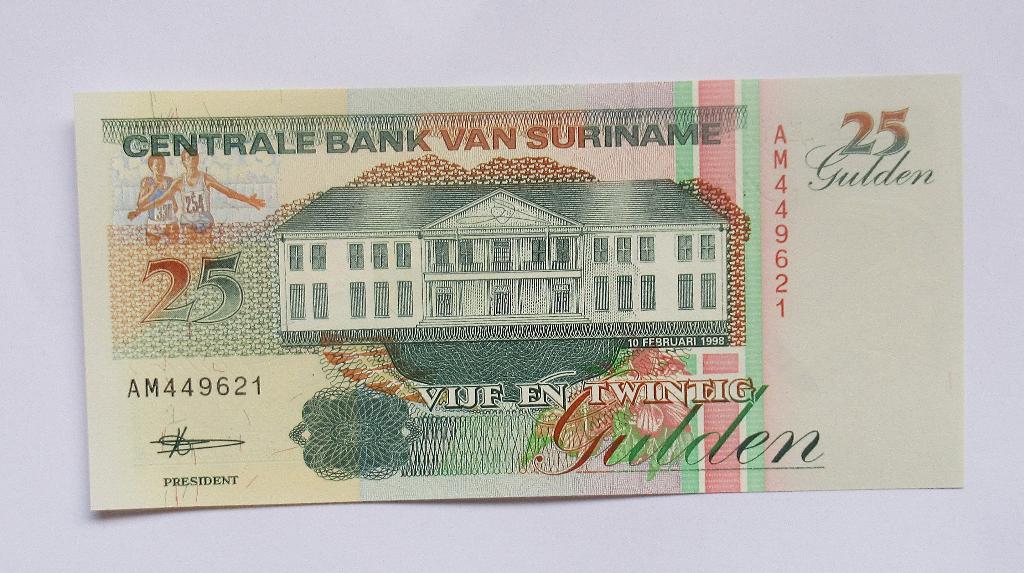 Suriname  25 Gulden 1998 , Verzenden, Zuid-Amerika