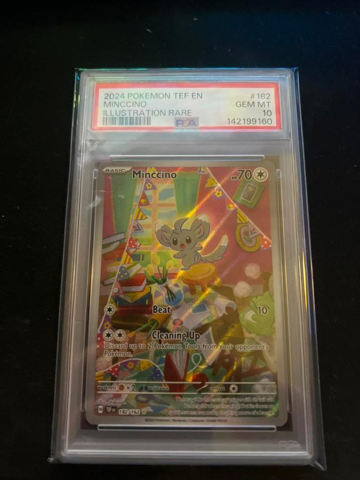 Minccino Temporal Forces PSA 10 - Pokémon Kaart, Hobby en Vrije tijd, Verzamelkaartspellen | Pokémon, Zo goed als nieuw, Losse kaart