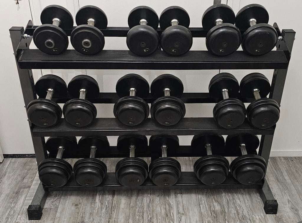 Dumbells Halters Gewichten totaal 204kg + Dumbell rack, Sport en Fitness, Ophalen, Zo goed als nieuw, Dumbbell
