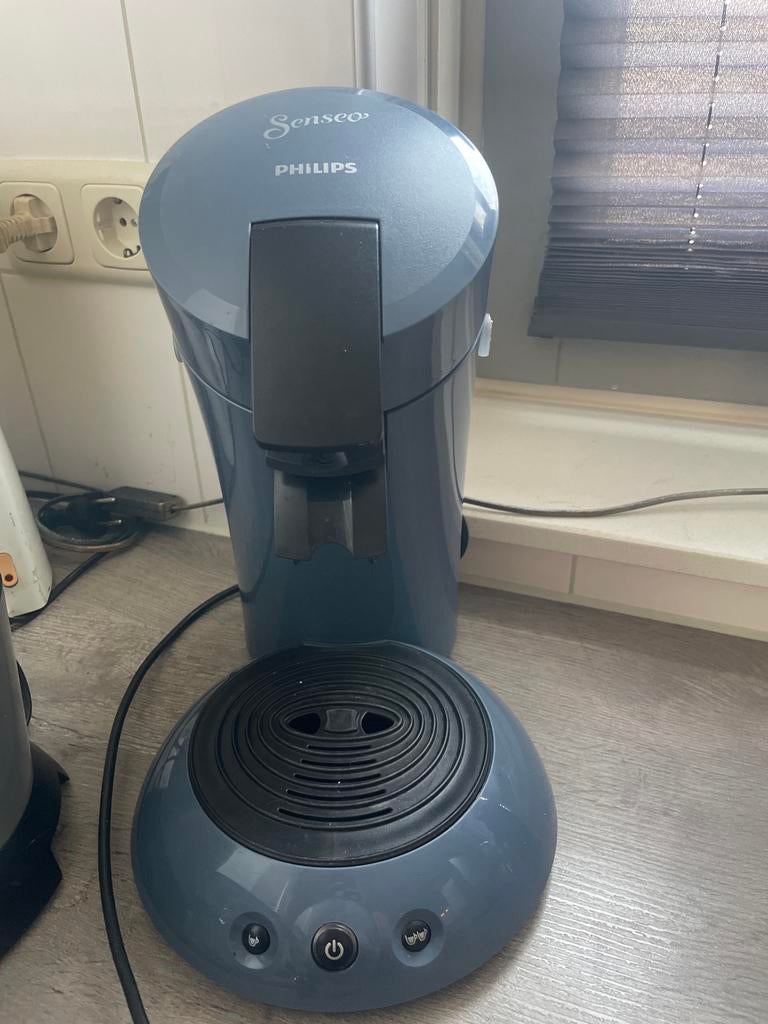 Philips Senseo Koffiezetapparaat - blauw, Witgoed en Apparatuur, Koffiezetapparaten, Gebruikt, Koffiepads en cups, Koffiemachine