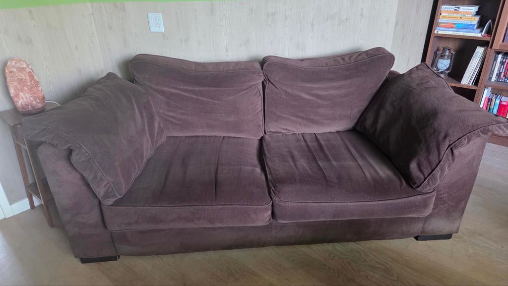 2 bruine banken (185×92x65 & 210x92x65), Ophalen, Gebruikt, 75 tot 100 cm, Rechte bank