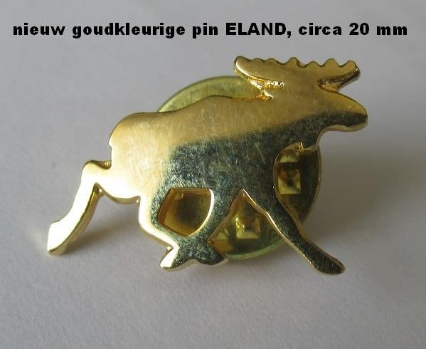 mooie goudkleurige pin uit Zweden, de ELK = Eland., Ophalen of Verzenden, Nieuw, Dier of Natuur, Speldje of Pin