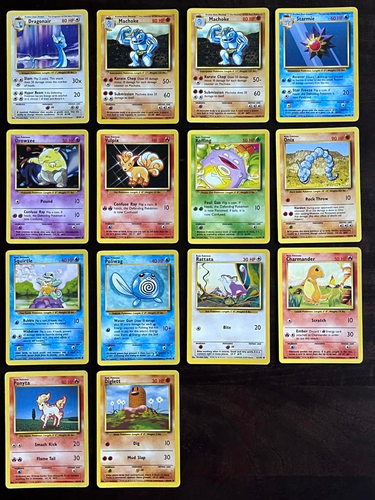 Pokémonkaarten base set originals 1999 -Dragonair en Machoke, Ophalen of Verzenden, Gebruikt, Meerdere kaarten