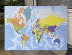 Wereldkaart op hout 100 x 150 cm, Ophalen, Zo goed als nieuw
