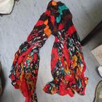 sjaal lang met kleurtjes zwart, oranje , groen, rood wit enz, Verzenden, Zo goed als nieuw, Maat 38/40 (M), Sjaal