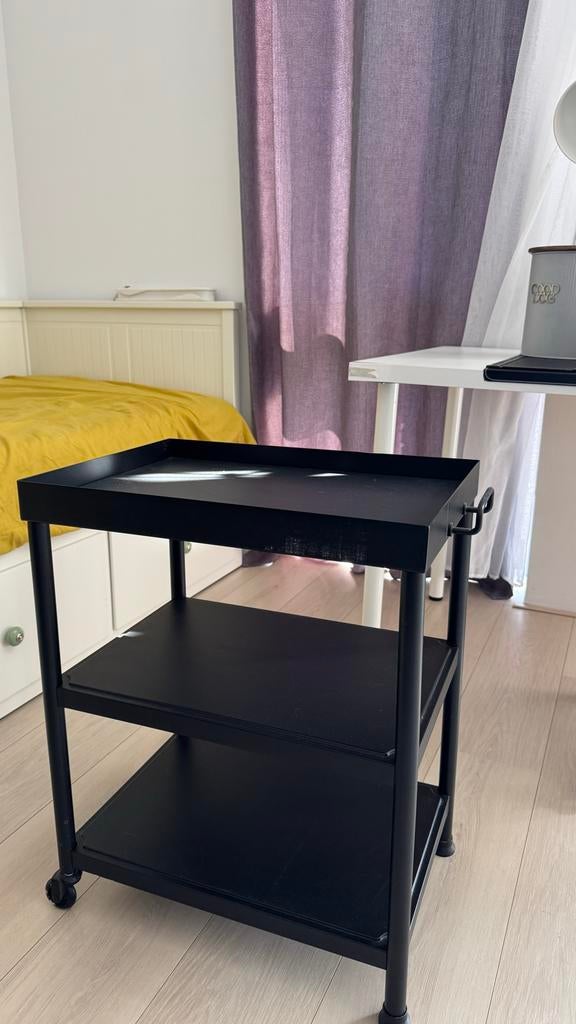 Zwart metalen trolley met 3 planken, Huis en Inrichting, Kasten | Overige, Ophalen of Verzenden, Gebruikt