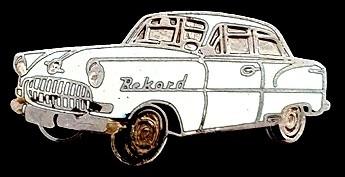 Opel Rekord pin- wit emaille, Verzenden, Nieuw, Transport, Speldje of Pin