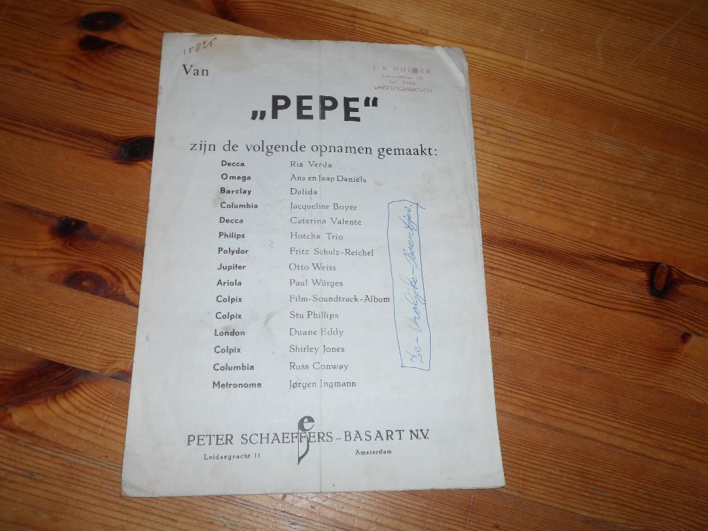 Pepe - hans wittstatt, Gebruikt, Gitaar, Ophalen of Verzenden, Artiest of Componist