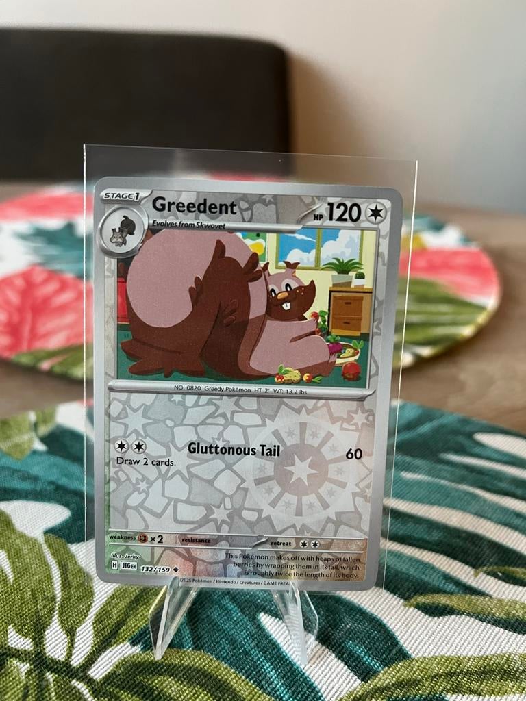 Pokémon Kaart Greedent 132/159 - Reverse Holo, Ophalen of Verzenden, Zo goed als nieuw, Losse kaart