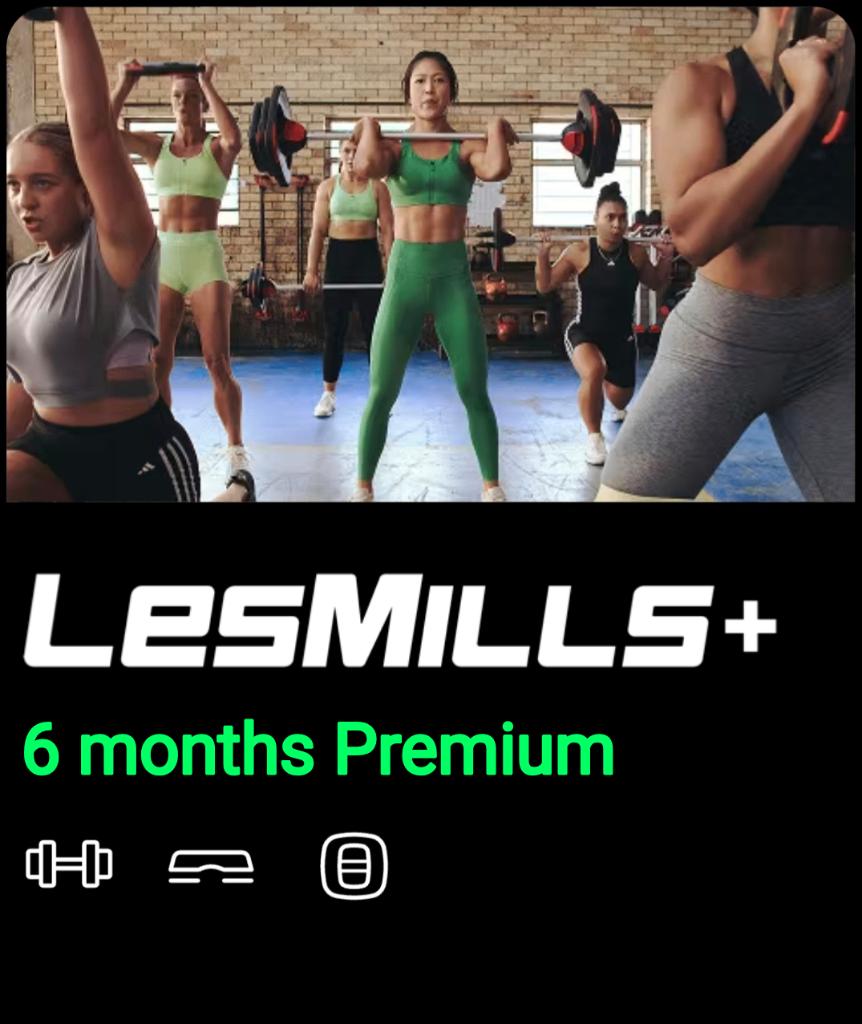 Les Mills+ Premium voor 6 maanden (normaal 32,99 per maand), Tickets en Kaartjes, Eén persoon, Cadeaubon, Overige typen