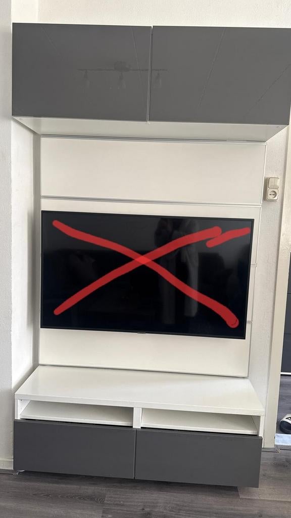 Grijs wandmeubel met wandpaneel, Ophalen of Verzenden, 25 tot 50 cm