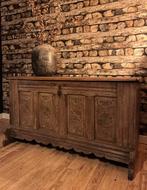 Antieke Franse eiken kistkast – ca. 1780–1810, Ophalen, Zo goed als nieuw, 25 tot 50 cm, Eikenhout