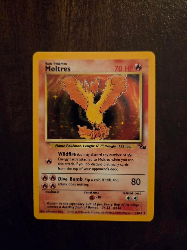 Pokemon Moltres Fossil, Ophalen of Verzenden, Zo goed als nieuw, Losse kaart
