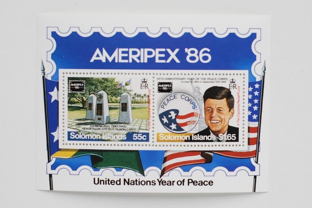 John F. Kennedy - JFK Solomon Islander Ameripex 86 1986, Postzegels en Munten, Postzegels | Amerika, Verzenden, Postfris, Noord-Amerika