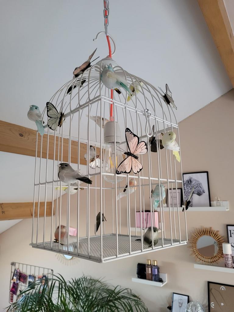 Kinderkamer lamp: Volière met vogeltjes en vlinders, Ophalen, Zo goed als nieuw