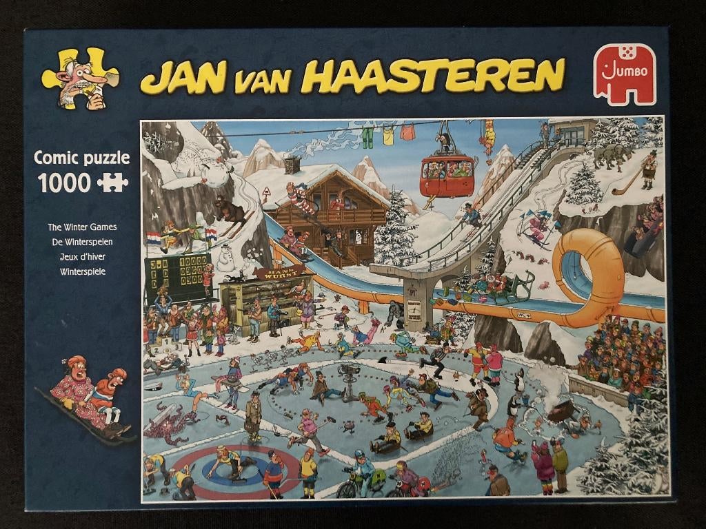 Jan van Haasteren puzzel - De Winterspelen - 1000 Stukjes, Ophalen of Verzenden, 500 t/m 1500 stukjes, Zo goed als nieuw, Legpuzzel