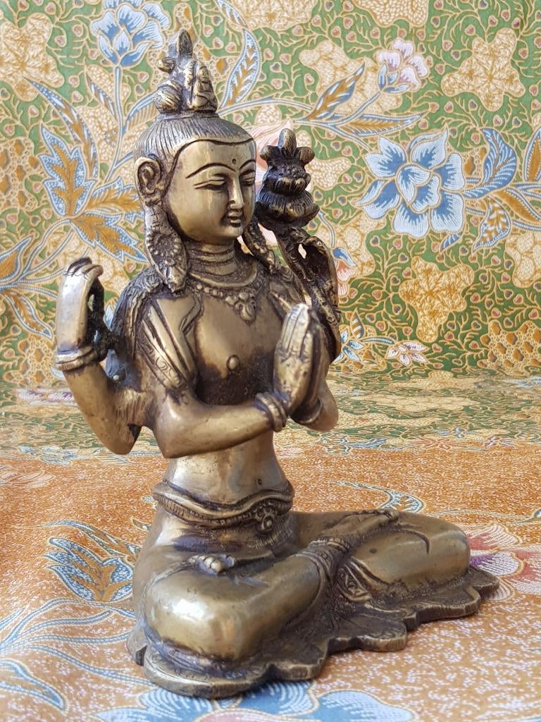 Prachtig antiek Oosters brons beeld van Boeddha 16,3 cm., Ophalen of Verzenden