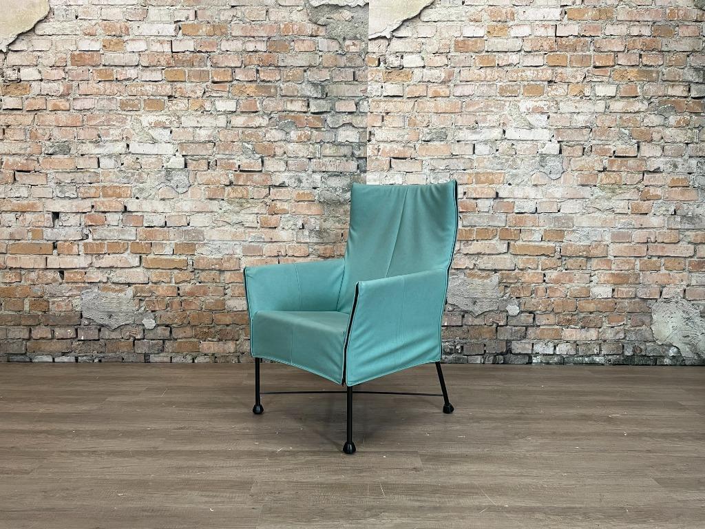 Montis Charly zeeblauw bij TheReSales, Huis en Inrichting, Fauteuils, Stof, Minder dan 75 cm, Ophalen of Verzenden, Zo goed als nieuw