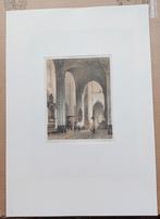 Johannes Bosboom gekleurde litho kerkinterieur ca 1850, Ophalen of Verzenden